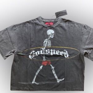Godspeed Surf Board Skeleton Tee Black